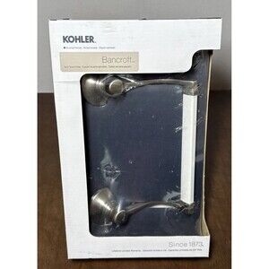 KOHLER BANCROFT Hand Towel Holder Brushed Nickel / Silver with White Bar NEW